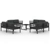 Set Muebles De Jardín 9 Piezas Y Cojines Aluminio Gris Antracita