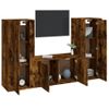 Set De Muebles De Tv 3 Piezas Madera Contrachapada Roble Ahumado