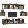 Set De Muebles De Tv 6 Piezas Madera Contrachapada Roble Ahumado