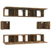 Set De Muebles De Tv 6 Piezas Madera Contrachapada Roble Ahumado