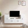 Set De Muebles De Tv 4 Piezas Madera Contrachapada Blanco Brillo