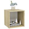 Mueble Tv Madera Contrachapada Blanco Y Roble Sonoma 37x35x37cm