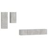 Set De Muebles De Tv 4 Piezas Madera Contrachapada Gris Hormigón