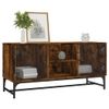 Mueble De Tv Con Puertas De Vidrio Roble Ahumado 102x37x50 Cm