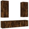 Set De Muebles De Tv 5 Piezas Madera Contrachapada Roble Ahumado