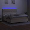 Cama Box Spring Colchón Y Luces Led Tela Crema 180x200 Cm