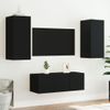 Muebles De Tv De Pared Con Led 4 Piezas Madera Ingeniería Negro