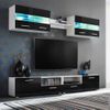 Muebles De Saln De Tv Con Luces Led Negro Brillante 5 Piezas