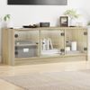 Mueble De Tv Con Puertas De Vidrio Roble Sonoma 102x37x42 Cm