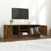 Mueble De Tv Madera Contrachapada Roble Ahumado 102x35x36,5 Cm