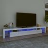 Mueble De Tv Con Luces Led Blanco Brillante 260x36,5x40 Cm