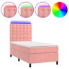 Cama Box Spring Colchón Y Led Terciopelo Rosa 90x200 Cm