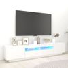 Mueble Para Tv Con Luces Led Blanco 200x35x40 Cm