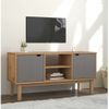 Mueble Tv Otta Madera Maciza Pino Marrón Y Gris 113,5x43x57 Cm