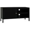 Mueble Para El Televisor Acero Y Vidrio Negro 90x30x44 Cm