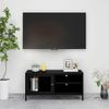 Mueble Para El Televisor Acero Y Vidrio Negro 90x30x44 Cm