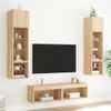 Muebles Tv Pared Con Led 6 Piezas Madera Ingeniería Roble Sonoma