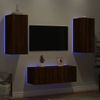 Muebles Tv Pared Con Led 4 Piezas Madera Ingeniería Marrón Roble