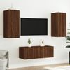 Muebles Tv Pared Con Led 4 Piezas Madera Ingeniería Marrón Roble