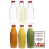 6 Botellas De Cristal De 1 Litro Para Leche Y Bebidas + Ebook De 102 Recetas, Con Tapa De Rosca Hermética