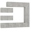 Set De Muebles De Tv 7 Piezas Madera Contrachapada Gris Hormigón