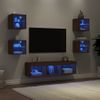 Muebles Tv Pared Con Led 7 Piezas Madera Ingeniería Marrón Roble