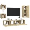 Muebles De Pared De Tv 5 Piezas Aglomerado Color Roble Sonoma