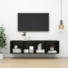 Mueble Tv Pared Contrachapada Negro Brillo 37x37x142,5 Cm