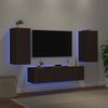 Muebles Tv Pared Con Led 4 Piezas Madera Ingeniería Marrón Roble