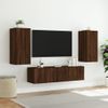 Muebles Tv Pared Con Led 4 Piezas Madera Ingeniería Marrón Roble