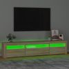 Mueble De Tv Con Luces Led Roble Sonoma 195x35x40 Cm