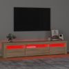 Mueble De Tv Con Luces Led Roble Sonoma 195x35x40 Cm