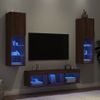 Muebles Tv Pared Con Led 5 Piezas Madera Ingeniería Marrón Roble