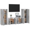 Set De Muebles De Tv 4 Piezas Madera Contrachapada Gris Hormigón