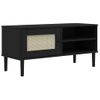 Mueble De Tv Senja Aspecto Ratán Madera Pino Negro 106x40x49 Cm