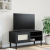 Mueble De Tv Senja Aspecto Ratán Madera Pino Negro 106x40x49 Cm