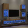 Muebles Tv Pared Con Led 5 Piezas Madera Ingeniería Roble Sonoma