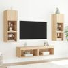 Muebles Tv Pared Con Led 6 Piezas Madera Ingeniería Roble Sonoma