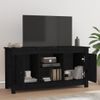 Mueble De Tv De Madera Maciza De Pino Negro 103x36,5x52 Cm