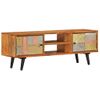 Mueble De Tv Con Puertas Metal Madera Maciza Acacia 112x30x40cm