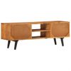 Mueble De Tv Con Puertas Metal Madera Maciza Acacia 112x30x40cm