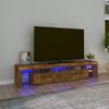 Mueble De Tv Con Luces Led Color Roble Ahumado 200x36,5x40 Cm