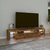 Mueble De Tv Con Luces Led Color Roble Ahumado 200x36,5x40 Cm