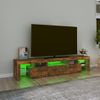 Mueble De Tv Con Luces Led Color Roble Ahumado 200x36,5x40 Cm