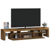 Mueble De Tv Con Luces Led Color Roble Ahumado 200x36,5x40 Cm