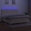 Cama Box Spring Colchón Y Luces Led Tela Crema 200x200 Cm