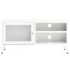 Mueble Para El Televisor Acero Y Vidrio Blanco 90x30x44 Cm