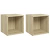 Muebles De Tv 2unidades Madera Contrachapada Roble Sonoma 37x35x37cm