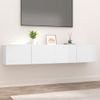 Muebles Tv 2 Unidades Madera Contrachapada Blanco Brillo 80x30x30 Cm