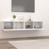 Muebles Tv 2 Unidades Madera Contrachapada Blanco Brillo 80x30x30 Cm